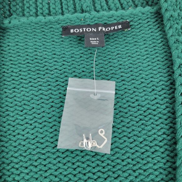 Boston Proper Cardigan Sweater Jeweled Emerald Green Women's size Large NWT - Picture 6 of 12